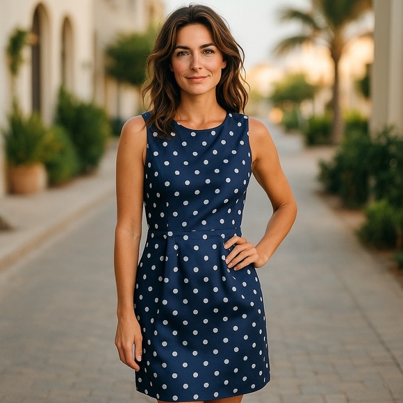 J. Crew Dresses & Skirts - J Crew nwt black polka dot metallic shiny silver print party midi dress